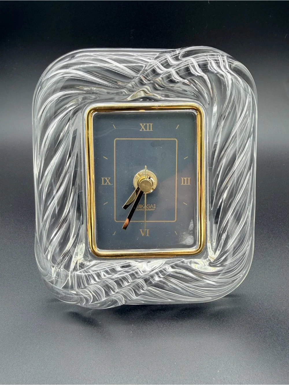 Vintage Mikasa Quartz Germany Crystal Glass Table Clock